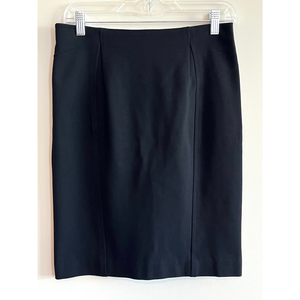 Ann Taylor Petite Black Pencil Skirt Womens 4P Ponte Knit Back Zip Career Wear